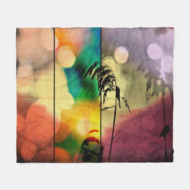 Rainbow Grass Drama Fleece Blanket (Front (Horizontal))