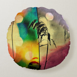 Rainbow Grass Drama Round Pillow