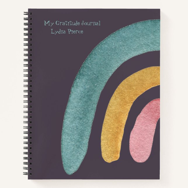 Rainbow Gratitude Journal Teal Pink Gold Purple (Front)