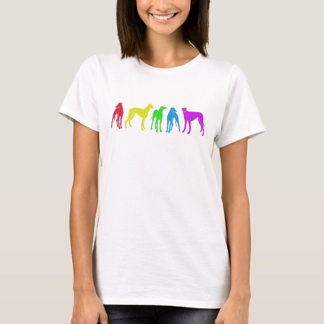 Rainbow greyhounds colourful silhouettes  T-Shirt (Front)