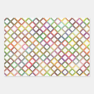 Rainbow Grid Wrapping Paper Sheet