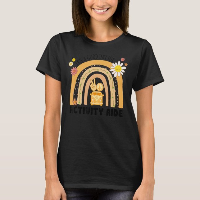 Rainbow Groovy Peace Activity Aide Vintage T-Shirt (Front)