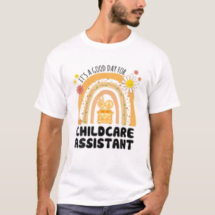 Rainbow Groovy Peace Childcare Assistant Vintage T-Shirt