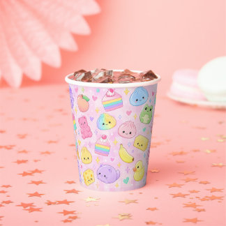 Rainbow Groovy Squishy Girl 1st Birthday Paper Cups