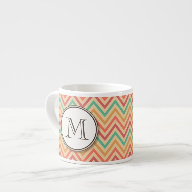 Rainbow Grunge Zigzag Chevron Stripes Espresso Cup (Front Left)