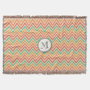Rainbow Grunge Zigzag Chevron Stripes Throw Blanket