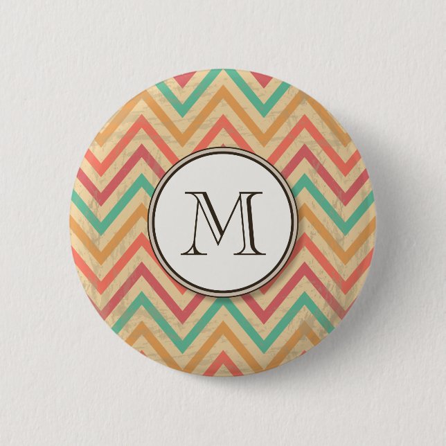 Rainbow Grunge Zigzag Chevrons 6 Cm Round Badge (Front)