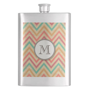 Rainbow Grunge Zigzag Chevrons Hip Flask