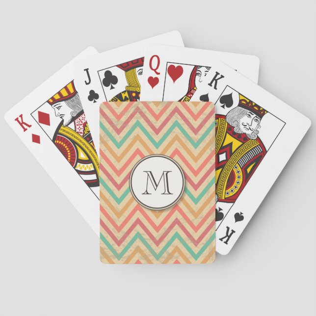 Rainbow Grunge Zigzag Chevrons Playing Cards (Back)
