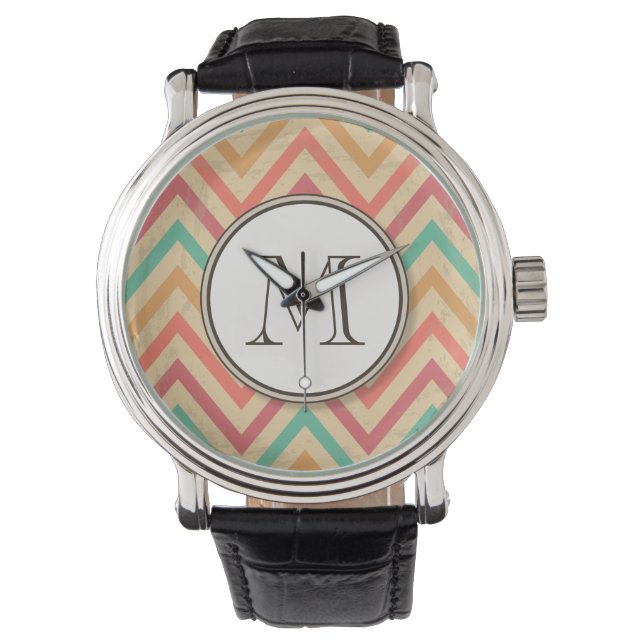 Rainbow Grunge Zigzag Chevrons Watch (Front)