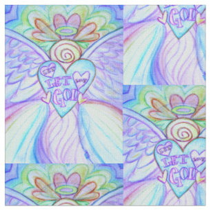 Rainbow Guardian Angel Art Fabric Material