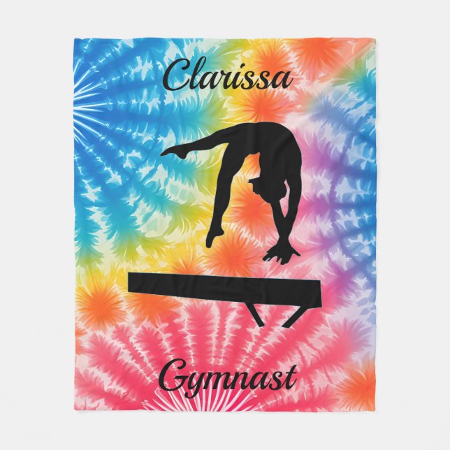 Rainbow Gymnastics Beam Personalised  Fleece Blanket (Front)