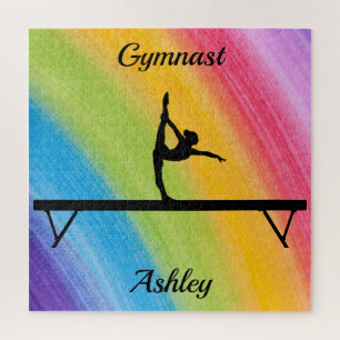 Rainbow Gymnastics Beam Personalised  Jigsaw Puzzle
