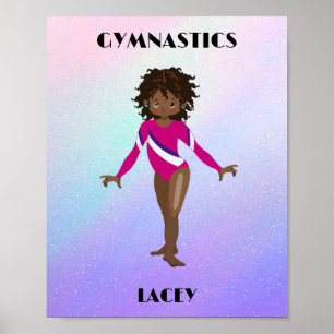 RAINBOW GYMNASTICS GIRL'S Personalised Poster