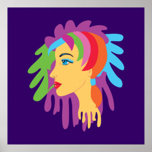 Rainbow Hair Art Poster