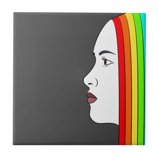 Rainbow Hair Ceramic Tile (Front)