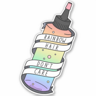 Rainbow Hair Don't Care Cartoon Dye Bottle