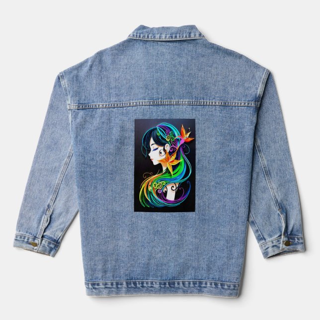 Rainbow Hair Dream Denim Jacket (Back)