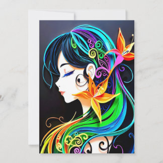 Rainbow Hair Dream Invitation