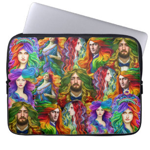 Rainbow hair Goddess men women Fantasy art  Laptop Sleeve