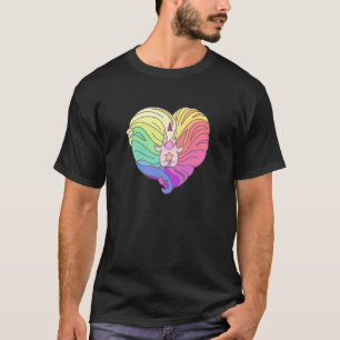 Rainbow Hair Heart Yoga Unicorn T-Shirt