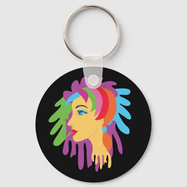 Rainbow Hair Key Ring (Front)