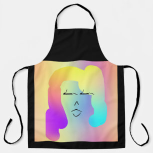 Rainbow Hair Kitchen Chef Baker Black Apron