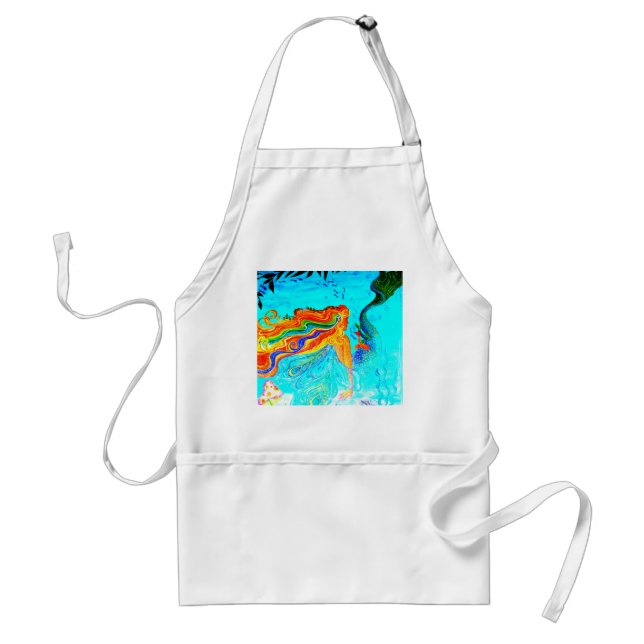 rainbow hair mermaid apron (Front)