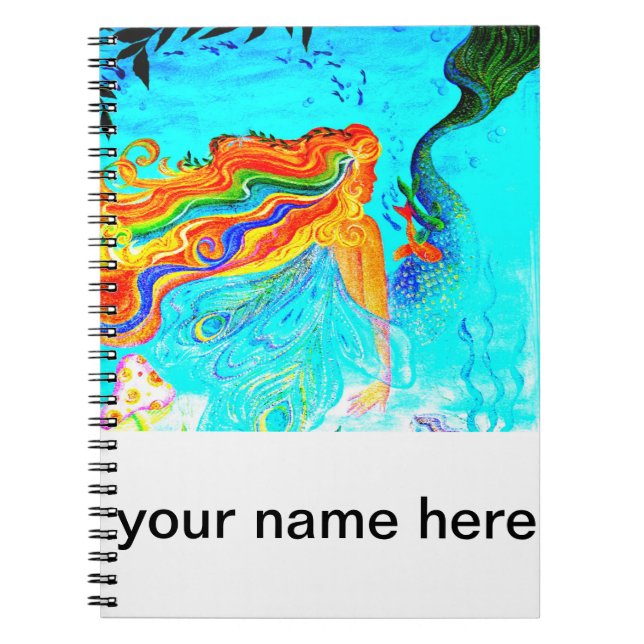 rainbow hair mermaid notebook (Front)
