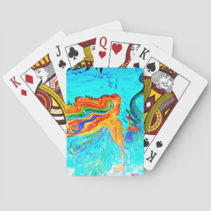 rainbow hair mermaid playing cards