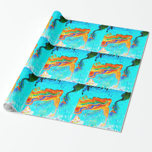 rainbow hair mermaid wrapping paper
