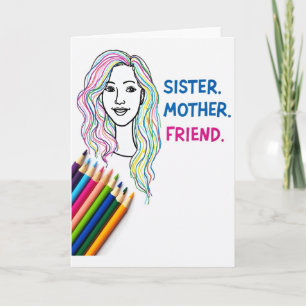 Rainbow Hair Mothers Day Card