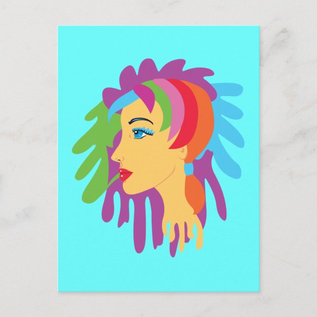 Rainbow Hair Postcard (Front)