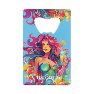 Rainbow-haired Mermaid With Cocktail