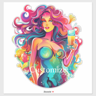 Rainbow-haired Mermaid With Cocktail Thunder_Cove