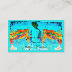 Rainbow-haired mermaids business card