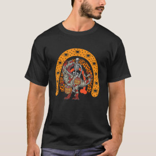 Rainbow Halloween Skeleton Riding Mummy Dinosaur r T-Shirt