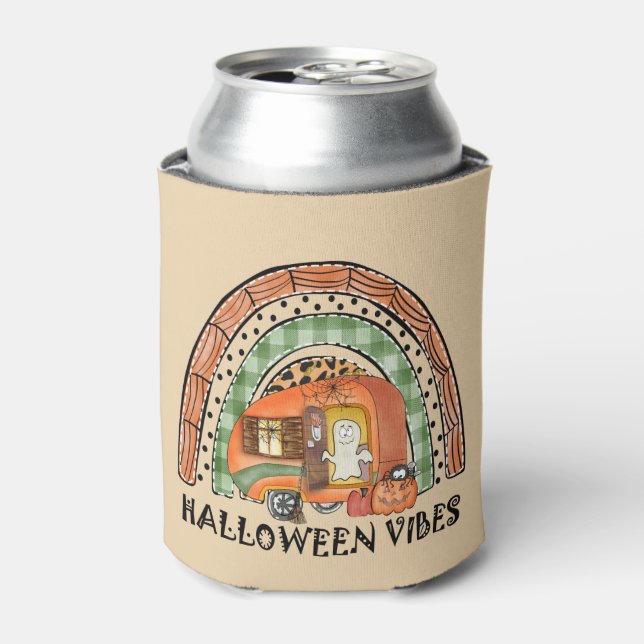 Rainbow Halloween Vibes Camper/ Trailer Can Cooler (Can Front)