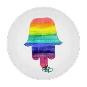 Rainbow Hamsa Art Cutting Board