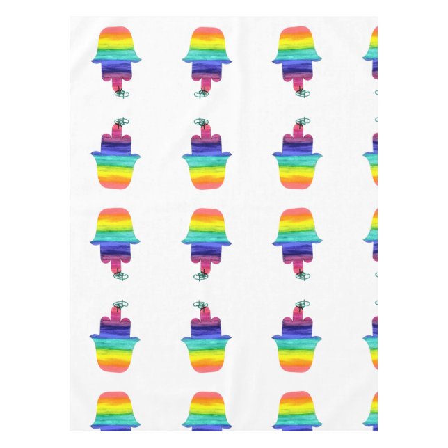 Rainbow Hamsa Art Tablecloth  (Front)
