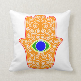Rainbow Hamsa-Hand of Miriam-Hand of Fatima.png Cushion