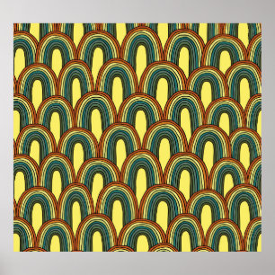 Rainbow Hand-Drawn: Vintage Seamless Charm. Poster