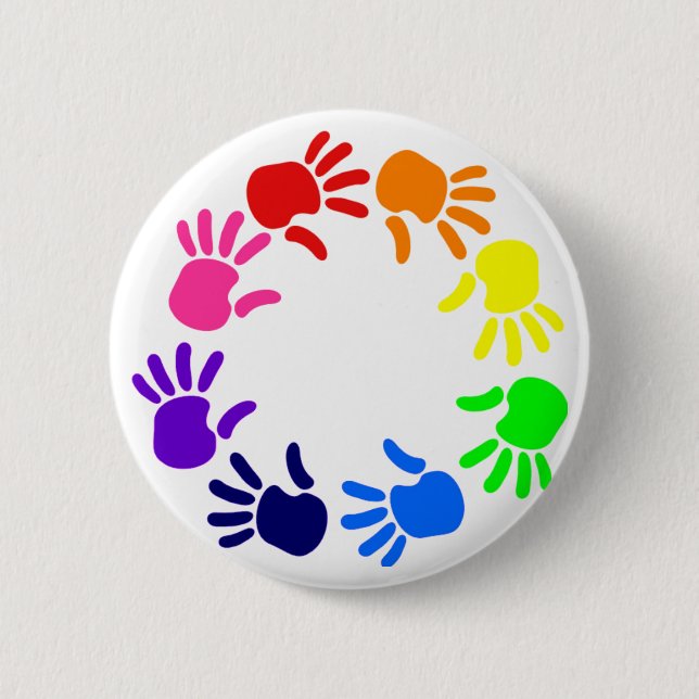 Rainbow Hand Print Button (Front)