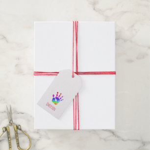 Rainbow Handprint NAME Colourful Fun Gift Tags