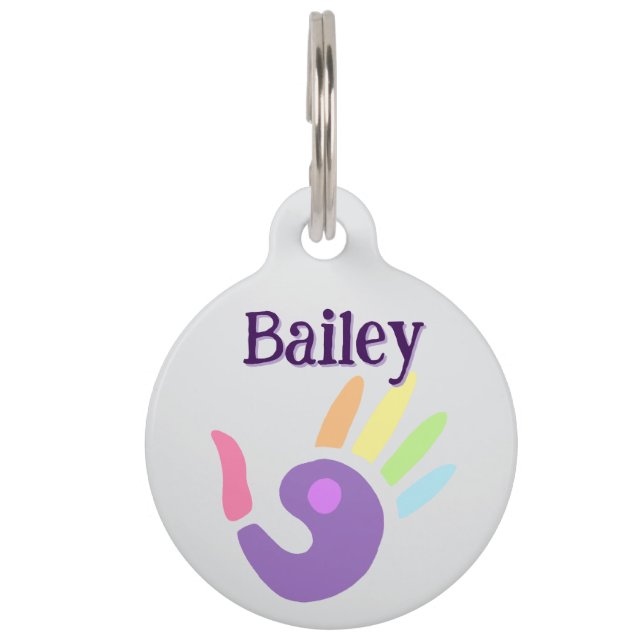 Rainbow Handprint Pet Tag (Front)