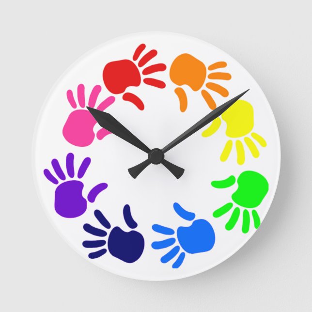 Rainbow Handprints Clock (Front)