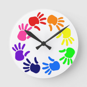 Rainbow Handprints Clock