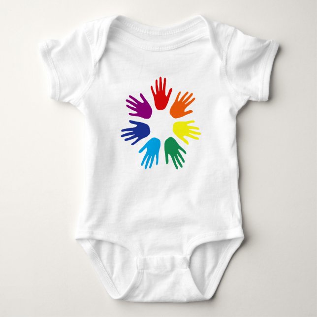 Rainbow hands baby bodysuit (Front)