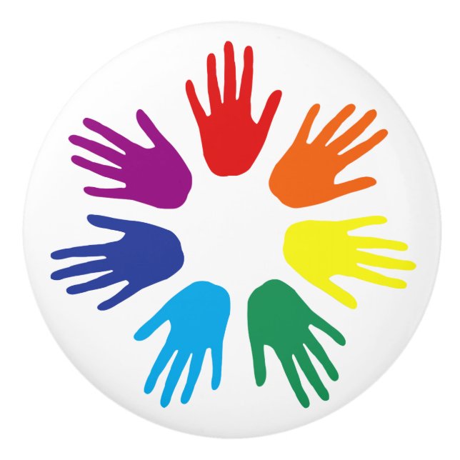 Rainbow hands ceramic knob (Front)