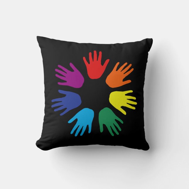 Rainbow hands cushion (Front)